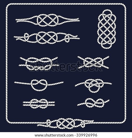 Rope Knots Collection Decorative Elements Vector Stock