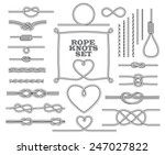 Rope knots collection. Seamless decorative elements. Vector illustration.