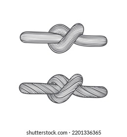 Rope knots. Rope knots symbols hand drawn vintage style vector illustrations. Part of est.