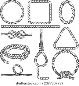 Rope knots vector illustration. Seamless decorative elements.