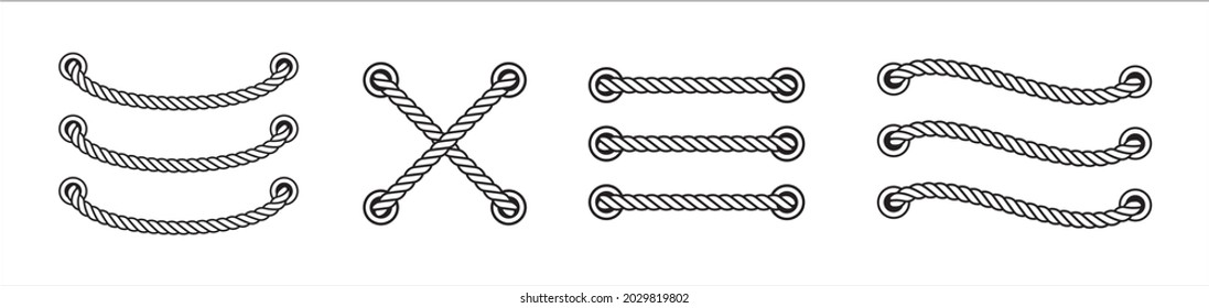Rope lace vector design set. Shoe lace vector illustration set. Isolated in white background