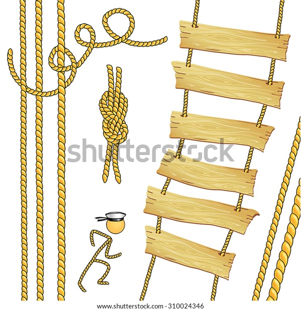 Rope Ladder Rope Reef Knot Stock Vector Royalty Free