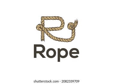 Rope logo concept, realistic rope texture