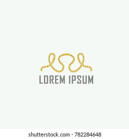Rope Logo Template . Golden Knot Symbol
