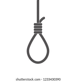 Rope with a loop concept of the death penalty by hanging. Noose with hangmans knot. Vector illustration.