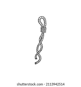 rope with loop. Vector black white doodle sketch isolated illustration.