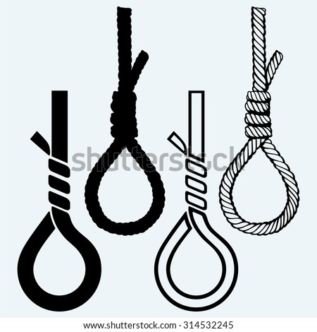 Rope noose with hangman's knot. Isolated on blue background