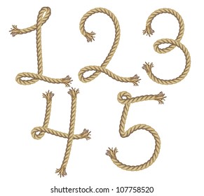 Rope Number Alphabet. vector illustration