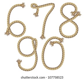 Rope Number Alphabet. vector illustration