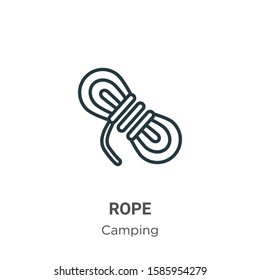 Rope outline vector icon. Thin line black rope icon, flat vector simple element illustration from editable camping concept isolated on white background