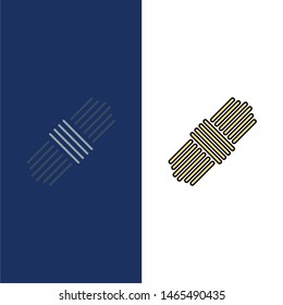 Rope, Pack, Set  Icons. Flat and Line Filled Icon Set Vector Blue Background. Vector Icon Template background
