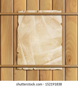 rope, paper and wood background
