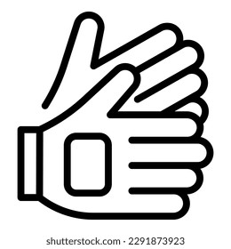 Vector de contorno de icono de guantes de estacionamiento de relieve. Deporte extremo. Árbol forestal