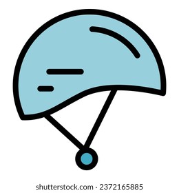Rope park helmet icon outline vector. Sport adventure. Climb tree color flat