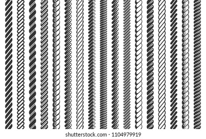 Rope pattern brush set vector illustration