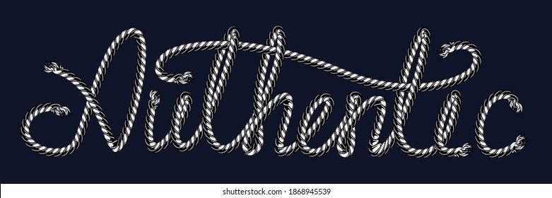 Rope pattern brush vintage template with Authentic inscription isolated vector illustration