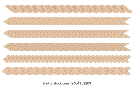 rope pattern set vector illustration isolated on white background.