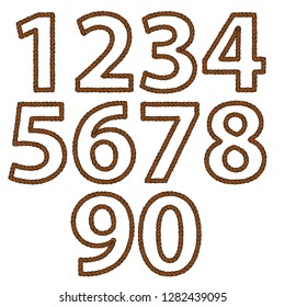 Rope patterned numbers. Number set.