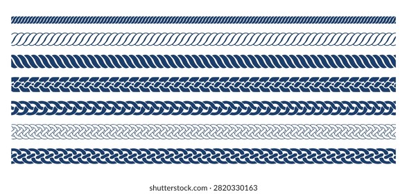 Rope patterns and braided cord illustrations in a linear arrangement