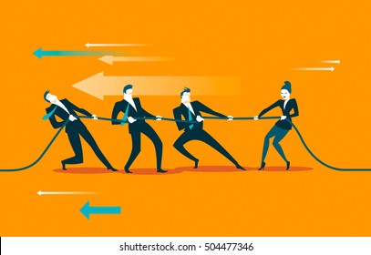 Rope Pulling. Vector Illustration