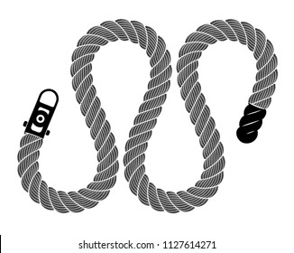 Rope realistic weaving lace loop. Simple illustration of rope realistic detailed weaving lace loop isolated on white vector for web or print design