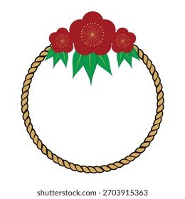 corda redonda círculo quadro com flores vermelhas e folha verde. adequado para design de elemento de casamento