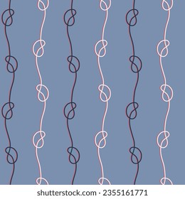 Rope seamless pattern on blue background. Modern design for clothes, fabric, paper, cover, interior decoration. Vector marine illustration. EPS 10