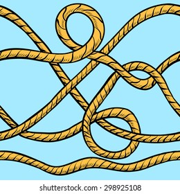 Rope seamless pattern on blue background.