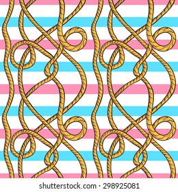 Rope seamless pattern with pink,white and blue lines.