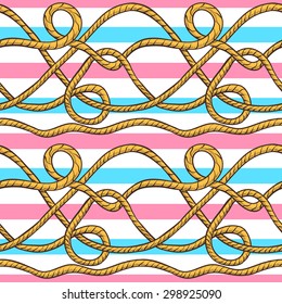 Rope seamless pattern with pink,white and blue lines.