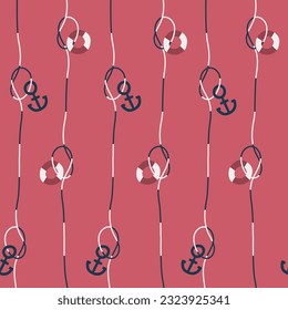 Rope seamless pattern set. Modern design for clothes, fabric, paper, cover, interior decor. Vector texture.
