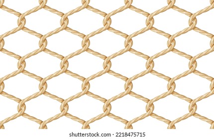 Rope seamless pattern. Texture from rope use for background. Template of sea or fishing net. Isolated vector illustration