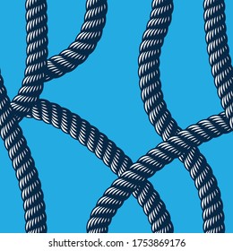 Rope seamless pattern, trendy vector wallpaper background. Navy simple minimal marine ropes endless design. Usable for fabric, wallpaper, wrapping, web and print.