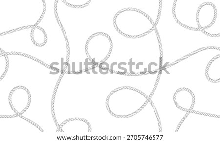 Rope seamless pattern. Seamless wavy ropes. Hemp twisted ropes. Decorative wavy cords. Marine twine.