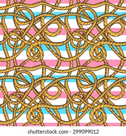 Rope seamless pattern with white,pink and blue lines.