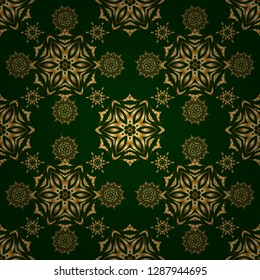 Rope seamless tied fishnet damask pattern on a green background. Vector Wallpaper.