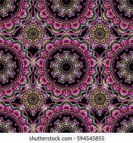Rope seamless tied fishnet damask pattern. Vector Wallpaper.