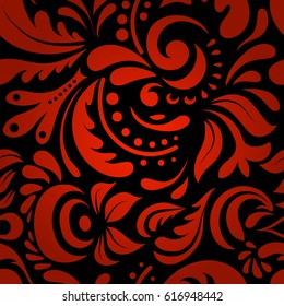 Rope seamless tied fishnet damask pattern in red colors. Vector wallpaper.