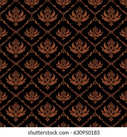 Rope seamless tied fishnet damask pattern in brown colors. Vector wallpaper.