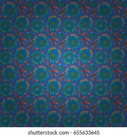 Rope seamless tied fishnet damask pattern in blue, pink and green colors. Vector wallpaper.