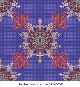 Rope seamless tied fishnet damask pattern in purple and pink colors. Vector wallpaper.