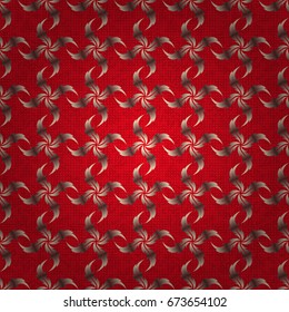 Rope seamless tied fishnet damask pattern in beige, red and brown colors. Vector wallpaper.