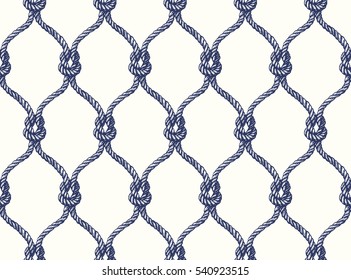 Rope seamless tied fishnet pattern. Vector Wallpaper