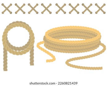 Rope Set - recto y atado. Jute o cáñamo torcido. Elementos decorativos 