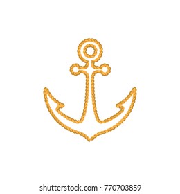 Rope in ship anchor shape logo illustration