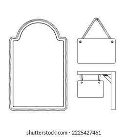 rope sign Board circle pattern frame vector illustration set
