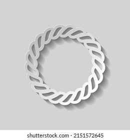 Rope simple icon. Flat design. Paper style with shadow. Gray background.ai