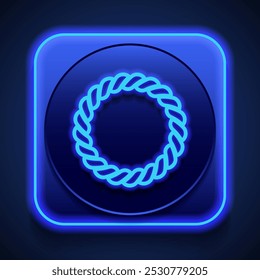 Einfaches Symbol für das Seil. Flaches Design. Blauer Neonstil auf Knopf. Mit shadow.ai