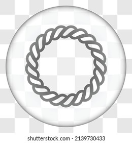 Rope simple icon. Flat desing. Glass button on transparent grid.ai