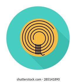 Rope. Single flat color icon on the circle. Vector illustration.